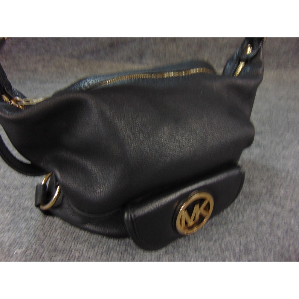 Michael Kors Bedford Hobo Bag Black‎ Pebbled Leather Slouchy Shoulder Purse FLAW